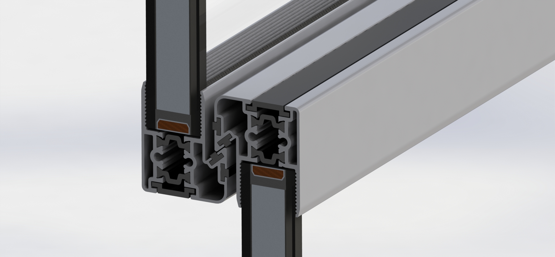 Profiles designed with a poylemid barrier prevent the passage of external weather conditions into the interior.